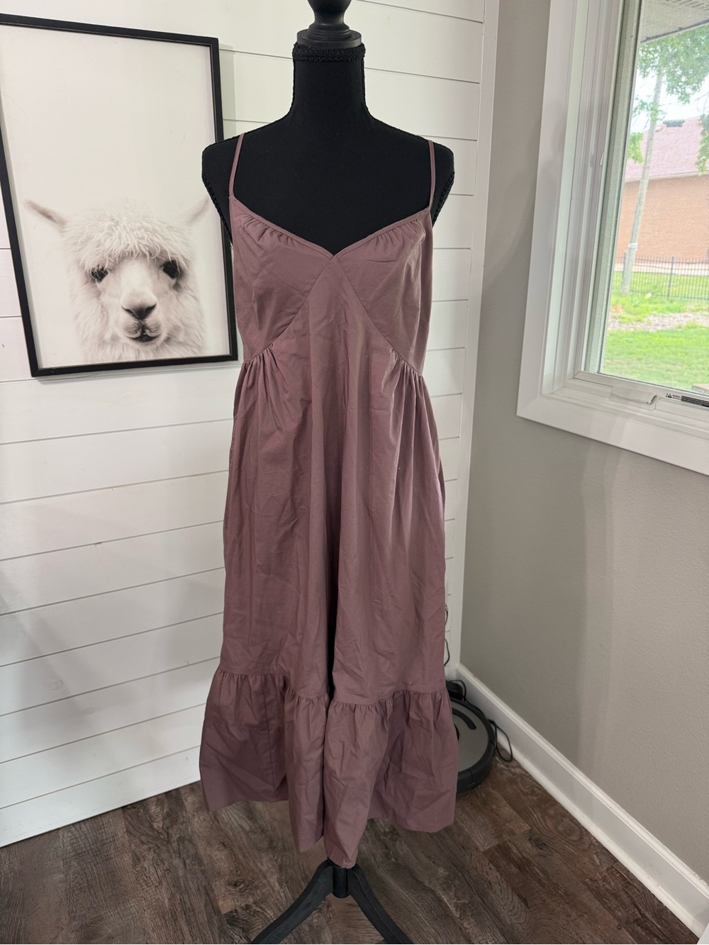 GAP Women's Brown Cotton Maxi Sundress Smocked Adjustable Spaghetti Strap M NWT